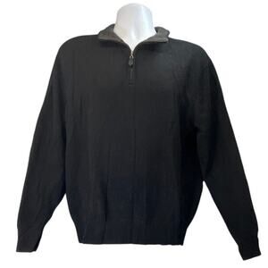 Giasone Mens L Dark Gray 100% Cashmere Quarter Zip Pullover Sweater Cozy FLAW